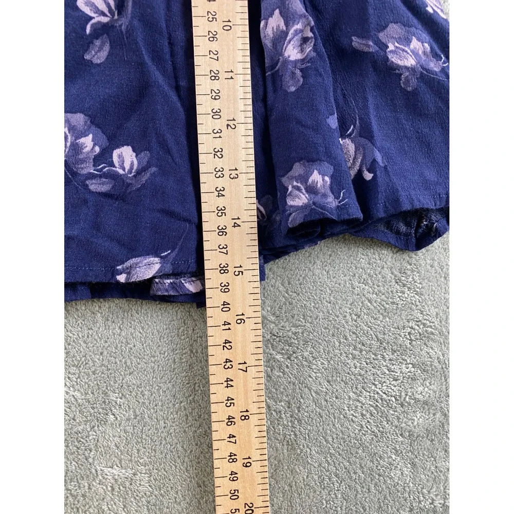 Nordstrom Girls Navy Blue Lavender Floral Mini Skirt Size L 10/12‎ Elastic Back